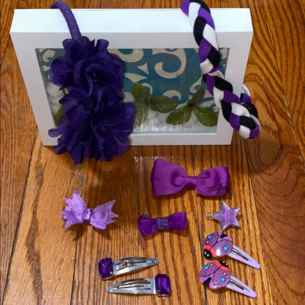 Bundle of Purple hair bows and accessories
